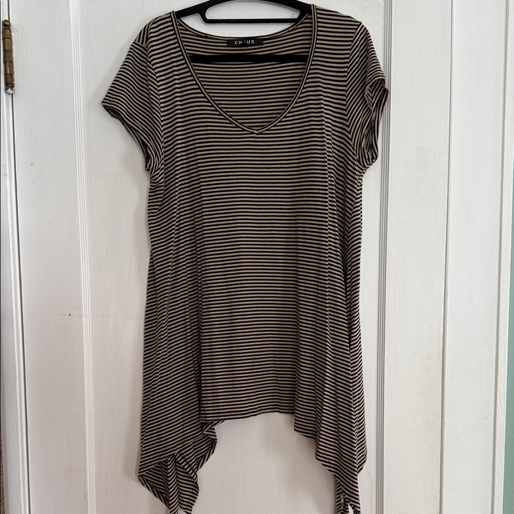 Chaus  Black and Tan Striped Tunic